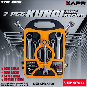 Kunci Ring Pas Set Rachet Set XAPR JAPAN TECHNOLOGY 7PCS 8MM-19MM AP68