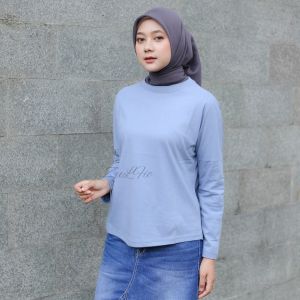 Kaos Wanita Longsleeve Loose Bahan Katun Nyaman