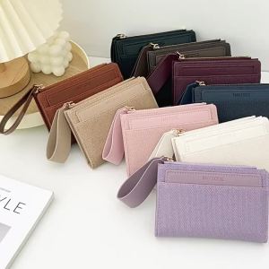 GStar Womens Bifold Short Wallet Lady Small Purse Multi-Card Slots Coin Purse Fashion Zipper Card Holder Wallet Pouch with Wristband