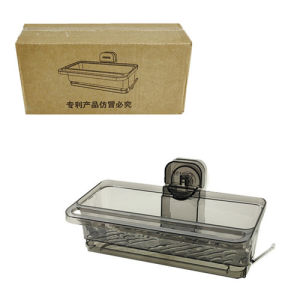 Suction Shower Shelf Space Saving Shower Caddy for Toilet Kitchen Countertop Black