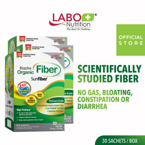 [3 Boxes] LABO Nutrition Bioactive Organic Fiber Bloat-free Sunfiber Supplement for Digestion Bowel Regularity Gut Health Weight Slimming Diarrhea and Constipation No Bloating or Gas • Made in Singapore •  30 Sachets