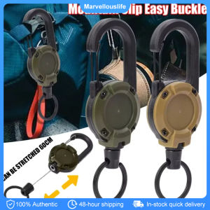 Anti-theft Metal Easy-to-pull Buckle Rope Elastic Keychain Sporty Retractable Key Ring Anti Lost Pass ID Card Outdoor Tool