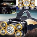 5 LED Headlamp Flashlight Super Bright USB Rechargeable Waterproof Head-Mounted Light Outdoor Emergencies and Work Projects. 