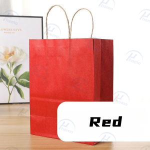 Brown/Red/Green Kraft Paper Bag with Twine Twisted Handle Paper Bags Wedding Gift Bag Birthday Gift Takeaway Packaging Bag