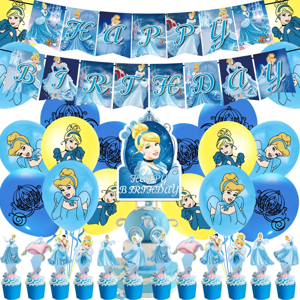 Décorations Anniversaire Cendrillon Complète | Set Ballons Guirlande Nappe Toppers Gâteau