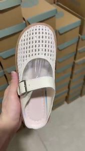 [Free Shipping] WomenS Thick-Soled Open-Toe Half-Slipper Sandals For Outdoor Wear 2026 Summer New Style Woven With Hollow Design And Featuring A Hook-And-Loop Closure For Easy Wear