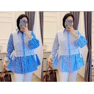 Atasan Wanita Terbaru promo Blouse Salur Fashion Wanita Remaja Kekinian Korean Style 2025 Jumbo