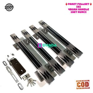 paket fullset 2 daun pintu model kupu tarung isi 4buah gagang pintu rumah minimalis dan 1set lock body kunci pilihan panjang 33cm 45cm dan 60cm bahan stainless