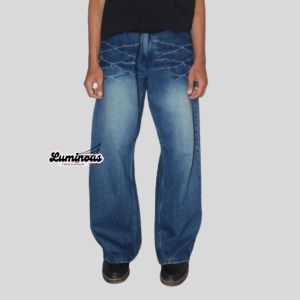 CELANA REGULER KAKI LEBAR ANAK SKENA GOMBRANG RINGKEL PETIR  - CELANA JEANS DENIM PANJANG PRIA