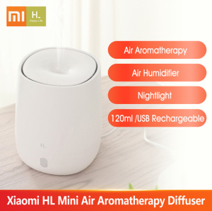 Original Xiaomi HL Aromatherapy Diffuser Humidifier Air Dampener Aroma Diffuser Machine Essential Oil Ultrasonic Mist Maker Quiet with Nightlight for Car Home Office Yoga 120ml