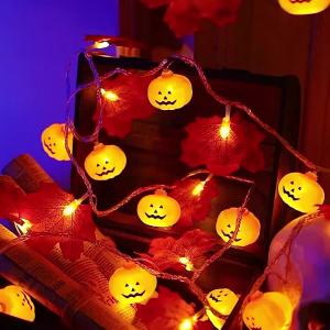 LED Dây đèn trang trí lá phong bí ngô mô phỏng đèn nhỏ nhiều màu đèn tạo không khí cho Lễ Tạ Ơn và Halloween.
