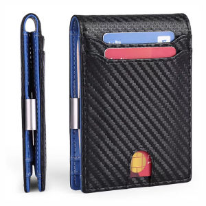 Popular mens card holder in foreign trade RFID Anti-theft carbon fiber color-blocked dollar bill holder large capacity multi-card slot stylish card case
