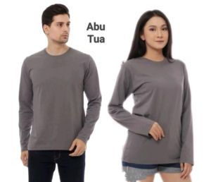 kaos polos panjang abu tua - oblong polos lengan panjang - kaos oblong panjang abu tua -  kaos polos cowok - kaos cowok - kaos POLOS LENGAN PANJANG