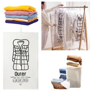 【New Arrival】 Vacuum Compression Storage Bag for Clothes Hanging Wardrobe Organizer Durable Material Large Capacity Space Saver