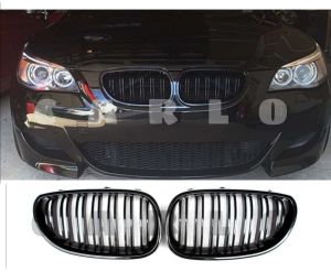 BMW E60 full piano black double line grill
