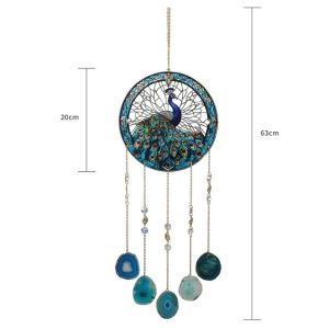 FFBH Vintage Peacock Wind Chime Agate Dream Catchers Minimalist Aesthetic Halloween Sun Catcher Modern Luxury Christmas Hanging Decor K6R8Z