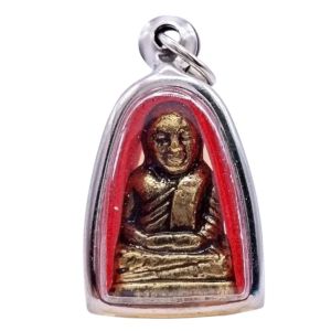 K820 พระหลวงพ่อเงิน หลวงพ่อเงิน พิมพ์นิยม หลวงพ่อเงินวัดบางคลาน พิจิตร เนื้อโลหะ ชุบทอง ขนาด 2.0X3.5 ซม. เลี่ยม กรอบพระ สแตนเลสแท้ พร้อมส่ง