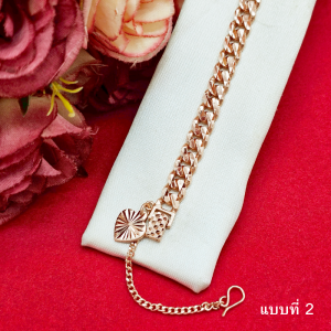 สร้อยข้อมือลายเลสตัดลาย ความยาว 7.27.57.7 นิ้ว ชุบนาก สีโรสโกลด์ พิ้งโกลด์ แฟชั่น ใส่ได้ทุกโอกาส ใส่อาบน้ำได้ พร้อมส่ง