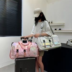 BELLERY Waterproof Gym Bag Pearl Glossy Wet Dry Separation Fitness Training Handbag Pack Shoe Compartment Weekender Gym Tote Women Fitness