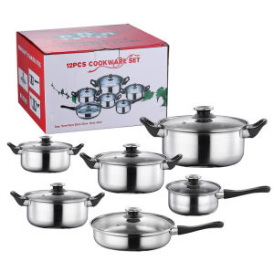 【⏰Wholesale Store】12 Pcs Stainless Steel Cookware Set Kitchenware Set Non Stick Pot Suit For Induction