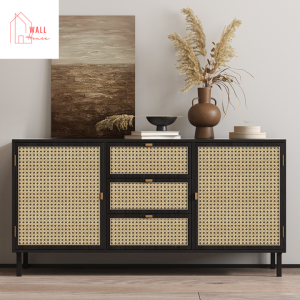 สติกเกอร์ติดผนังห้องไม้หวาย ขนาด0.45x9-10เมตรวอลเปเปอร์ติดผนัง  มีกาวในตัว วอลเปเปอร์  กันน้ำ ติดตั้งง่าย wallpaper PVC