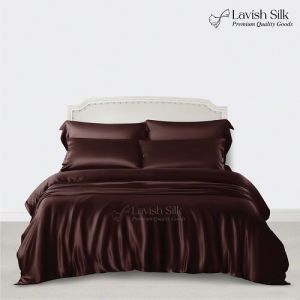 Trọn Bộ Chăn Ga Gối Lụa Mát Lạnh Cao Cấp Lavish Silk  – Màu Nâu socola