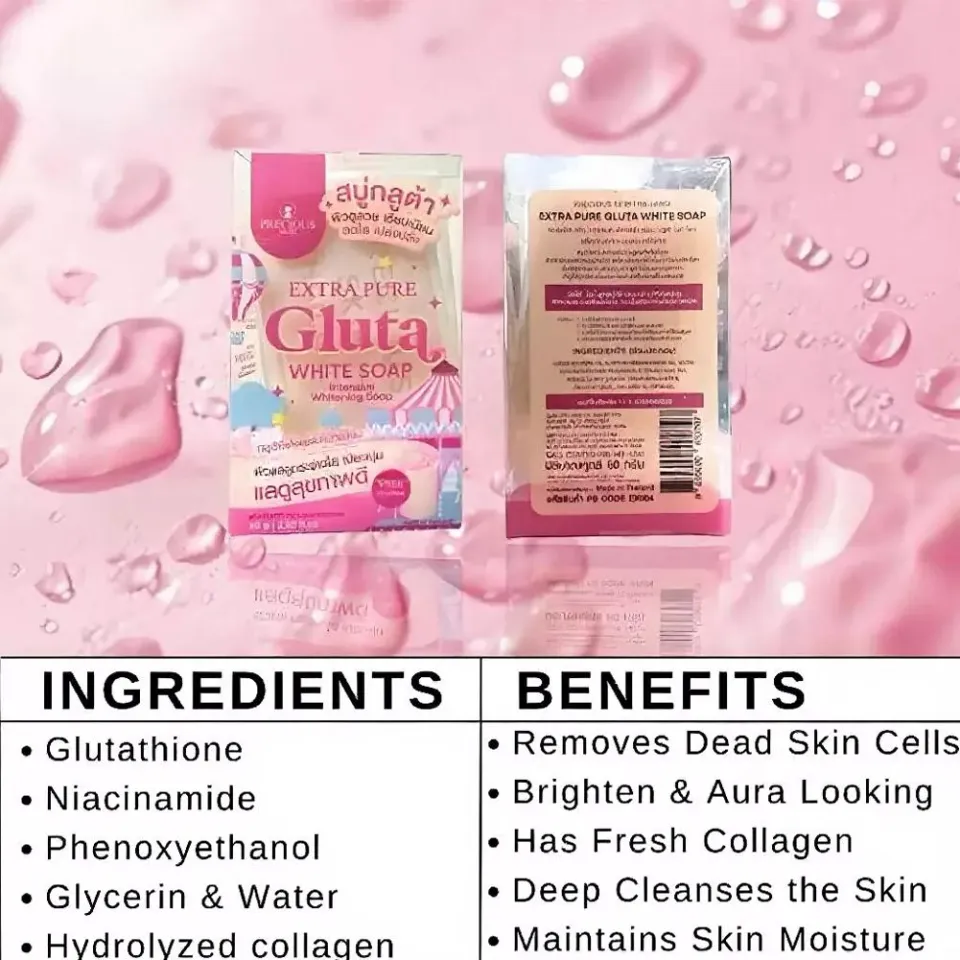 MUA 2 TẶNG 1]Xà phòng Glutathione hỗ trợ LÀM SÁNG DA , NÂNG TONE với tinh chất Glutathione Extra Pure Gluta White Soap