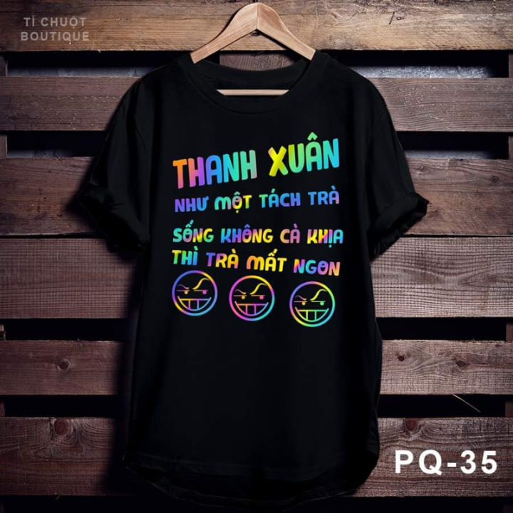 Áo thun phản quang thanh xuân như tách trà mặc đôi mặc nhóm siêu xinh