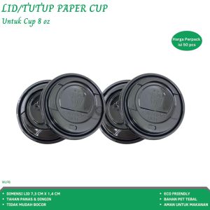 Tutup gelas Kopi Lid Paper Cup Tutup Paper Cup 8 oz (Isi 50 Pcs-W.LP8)