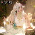 【COSER 77】Genshin Impact The Greater Lord Rukkhadevata Cosplay Costume Nahida Water Spun Yarn Dress Wig Ear Tattoo Necklace Hairpin Sumeru. 
