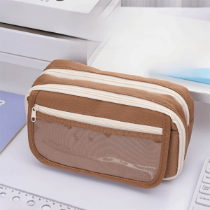 EASYEAH Multi-layer Pencil Bag Large Capacity Solid Color Pen Pouch Fashion Stationery Storage Bag Back To School