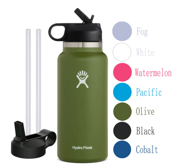 Army green hydro 2025 flask with straw