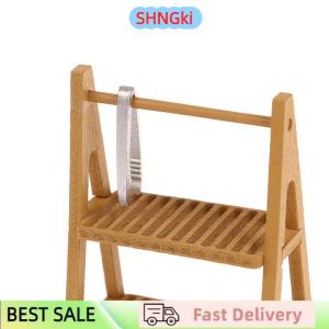 SHNGki 1Set 1:12 Dollhouse Miniature Bread Rack Cake Shelf Storage Box Basket W Baking Clip Scene Decor Doll House Accessories