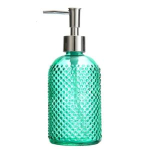 Refillable Glass Soap Dispenser Leakproof Pump Liquid Container For Sink Countertop 400ml Bathroom