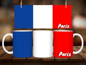 * 1 PC MUG WITH BOX * PARIS FLAG MUG DESIGN 11oz with BOX SOUVINER MUG