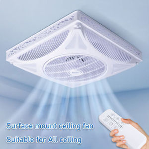 Heavy Duty Ceiling Fan With Remote 360° Air Circulation Fan 3 Speed Gypsum Board Invisible Wall Mounted Electric Fan Inverter For Home Office School Warehouse