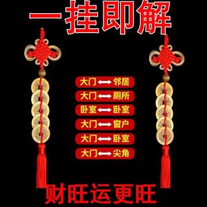 好运来发财 Five Emperors Money Resolve Door To Door Genuine Pure Copper Pendant Living Room Bedside Person Wealth Two Prosperous Auspicious Decoration 五帝钱化解门对门正品纯铜挂件客厅床头人财两旺吉祥摆件