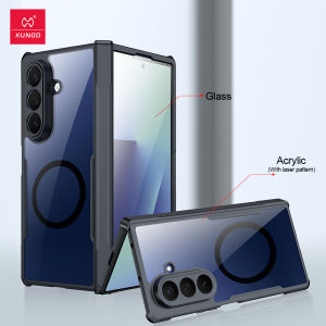 XUNDD Case For Samsung Galaxy Z Fold 6 7 8 Ultra Case Shockproof Magnetic ring on the back Glass front Plastic back Protective Shell