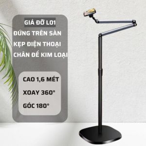 Giá đỡ điện thoại đa năng L01 - Giá đỡ điện thoại Xoay 360° - Giá đỡ điện thoại kim loại - Giá đỡ điện thoại hợp kim nhôm - Giá đỡ điện thoại Quay TikTok Livestream Xem Video xoay 360° -