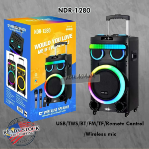 PORTABLE SPEAKER NDR-1280 WIRELESS BLUETOOTH SPEAKER 12" USB/TWS/BT/FM/TF/Remote Control /Wireless mic