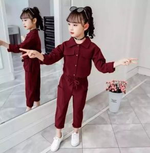 Baju Setelan Kemeja Yosi Anak Perempuan Umur 3 4 5 6 7 8 9 10 tahun Polos Lengan Celana Panjang Model Import Korean Style Pakaian Branded Model Terbaru Casual Anak2 Cewek Kekinian Fashion Simple Murah outfit ootd Oneset atas bawah