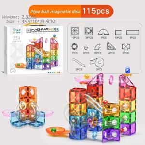 Light Magnetic Tiles Building Blocks for Kids 3D Clear Educational Building Toys Magnetic Marble Run Blocks Toys for Kids