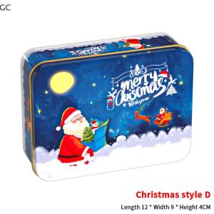GC🍜🍅🌶 Giáng sinh cửa sổ trong suốt hộp thiếc Cookie kẹo tinplate sô cô la lưu trữ box với tinh tế Nắp món quà giáng sinh bao bì hộp