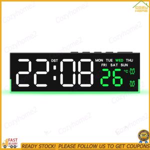 [CY] LED Alarm Clock with Atmosphere Lights Table Clock USB Charging Port Digital Clock Large Display for Living Room Decor