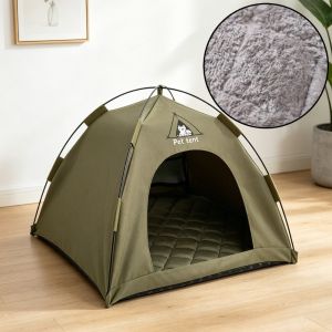OUTOPEN Breathable Pet Tent House Portable Comfortable Folding Cat House Pet Supplies with Double-sided Mat Outdoor Pet Tent Camping Use