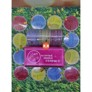 (1 PAK 24 SET) JARUM JAHIT PIRING SET ISI 16 JARUM  / JARUM JAHIT TANGAN WADAH BUNDAR PIRING / JARUM JAHIT ASSORTED NEEDLE COMPACTS
