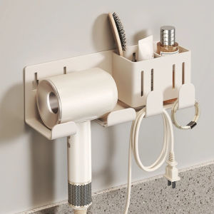 YUBAGUANB No-Drill Suction Cup Hair Dryer Holder Wall Mounted Carbon Steel Blow Dryer Hanger Multi-functional Removable Hair Dryer Storage Rack for Household