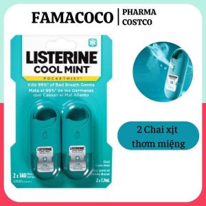 [ Hoàn Tiền 10%] Xịt thơm miệng Listerine dạng chai xịt miệng nhỏ gọn của Mỹ Giúp tự tin giao tiếp vỉ 2 chai x 77ml FAMACOCO