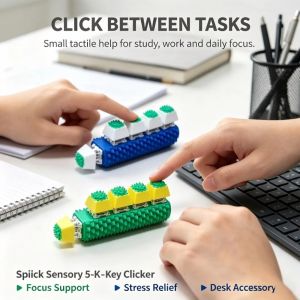 GINKG Spiky Sensory Fidget Clicker Textured 5 Button Mechanical Switch Fidget Desk Toy Crisp Click Sensory Fidget Toy Reduce Pressure