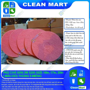 Pad Chà Sàn 3M 5100 Size 16in 17in 20in ( Màu Đỏ) Thùng 5 Miếng - CLEAN MART